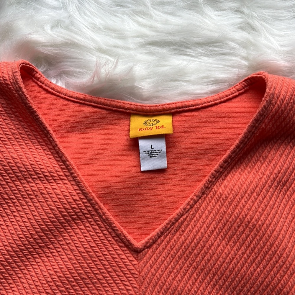 Ruby Rd. Tie Front Knit Ottoman Top - Picture 6 of 8